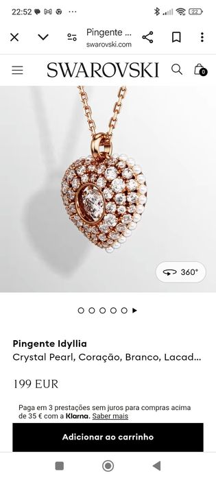 SWAROVSKI NOVO... colar... Coração, Branco, Lacado a rosa dourado