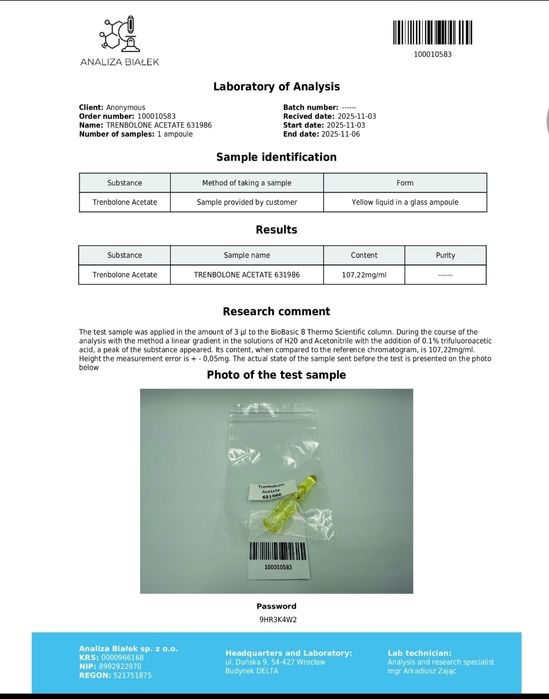 Acetato de Trembolona 100mg/ml Driada Medical