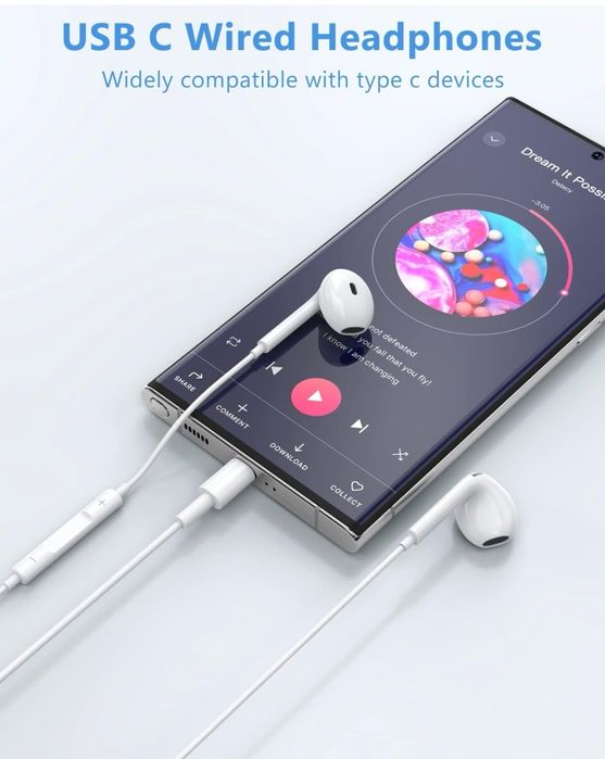 2 pary słuchawek USB C do Galaxy S23 S22 S21 Ultra
