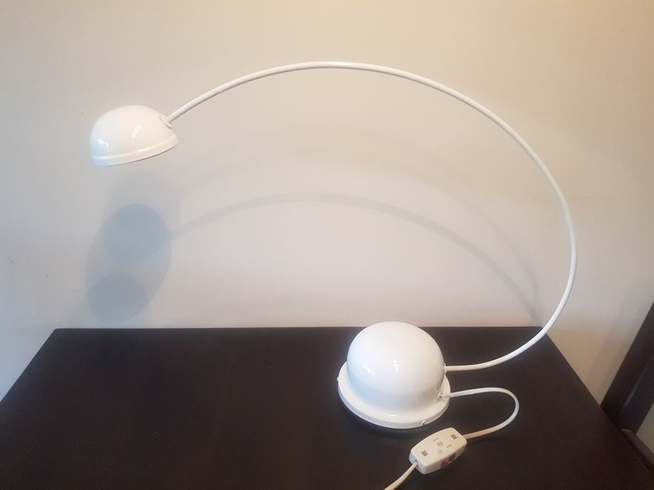 Lampa biurkowa polska metalowa solidna biała na pałąku