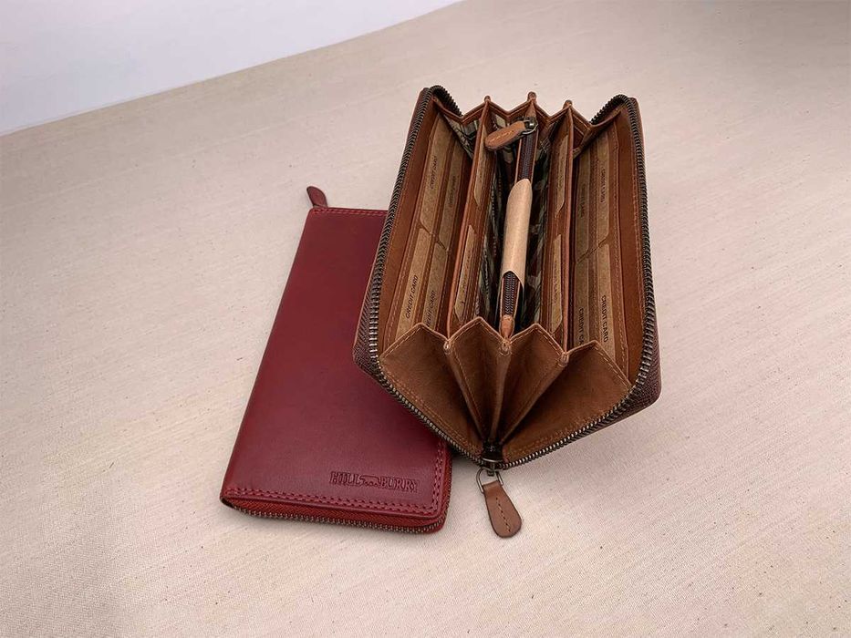 Кошелек кожаный на молнии Hill Burry 2080 Германия, портмоне шкіряне