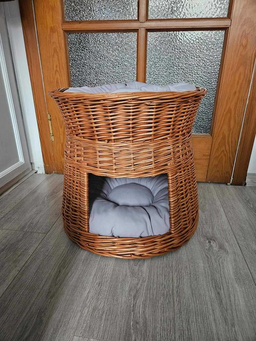 Wiklinowa budka dla kota domek psa legowisko 52 cm x 37 cm