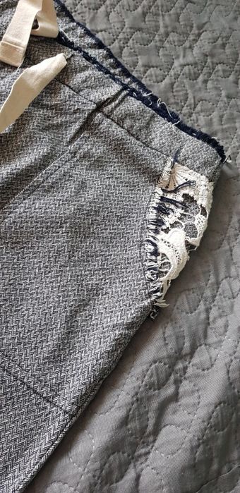 Wendy Trendy M spodnie w jodełkę eleganckie bawełniane