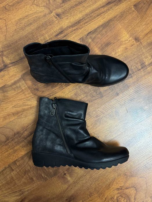 Buty skórzane botki zimowe trapery buty ocieplane czarne Remonte 38