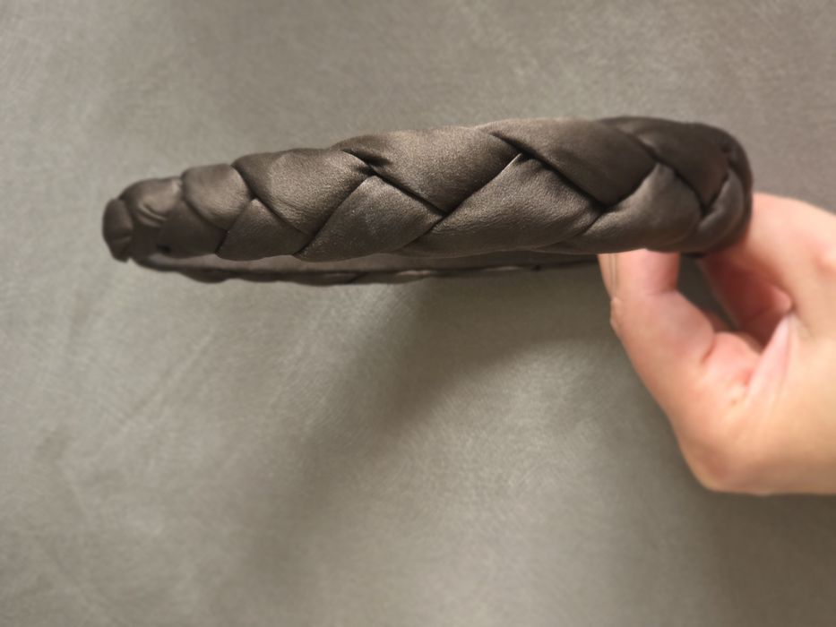 Opaska do włosów jedwab brązowa pleciona