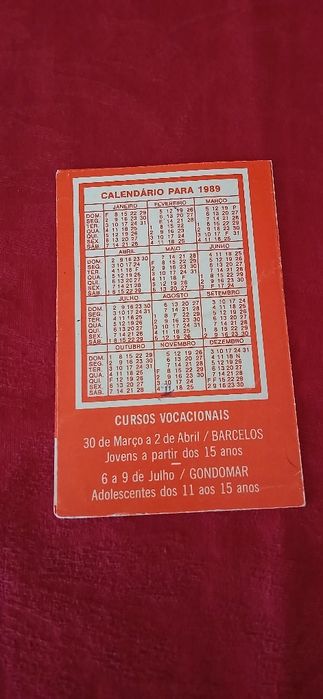 Calendário Capuchinhos de Portugal-1989