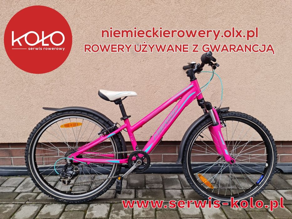 Rower dziecięcy dziewczęcy MERIDA koła 24 SHIMANO aluminium rabat