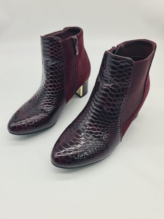 Botas senhora pele e camurça bordeaux tamanho 38