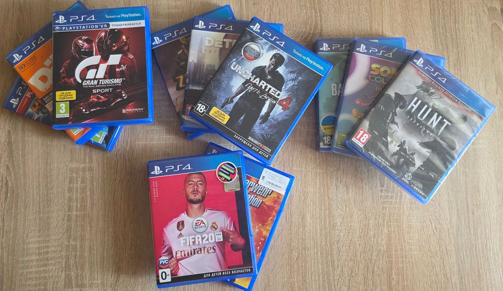 Диски для PS4 (Uncharted, Dirt, Gran Turismo, Sonic, Ratchet, Hunt))
