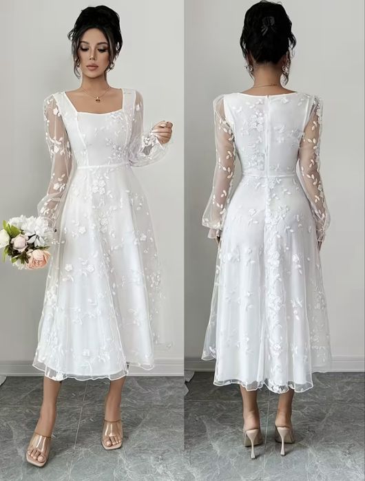 НОВЕ Плаття весільне s розмір з букетиком