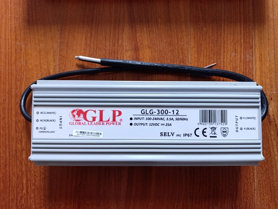 Zasilacz do ledow RGBW,  GLP, hermetyczny GLG-300-12, IP67,