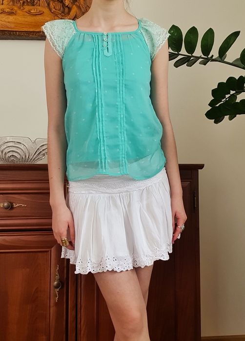 Dziecięca bluzka miętowa vintage