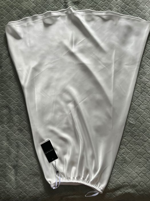 Атласна Спідниця максі шовкова біла, розмір s