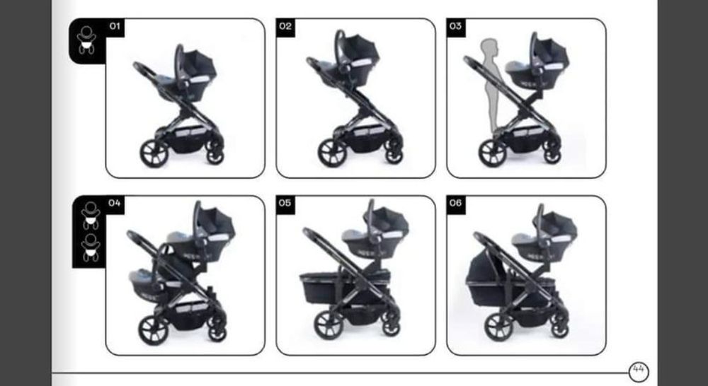Conjunto de carrinho icandy + Alcofas + Ovos + Capas | Gêmeos ou irmãos de idades próximas