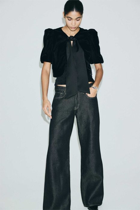 Bluzka S bolerko żakiet nowa kolekcja czarny wiązany welurowy PROMOCJA