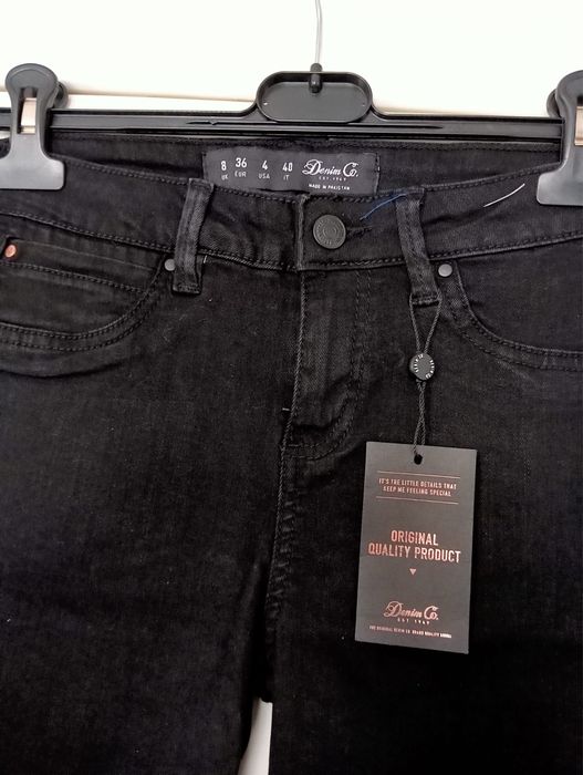 Nowe czarne spodnie dżinsowe z cekinami rozmiar 36 Denim Co