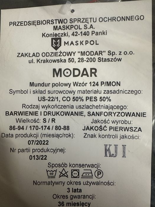 Mundru polowy2x i Mundur letni 1x rozmiar S/R wz. 127z