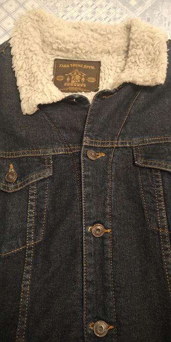 Zara Denim Jacket with Wool Lining, Size XL64740623039875122