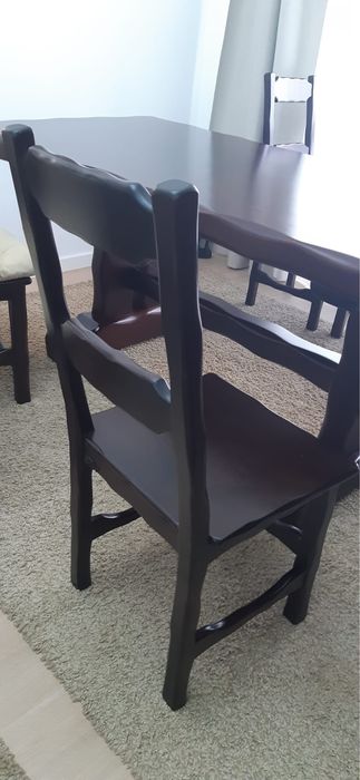 Mobilia sala de jantar madeira Tola mesa 6 cadeiras e móvel