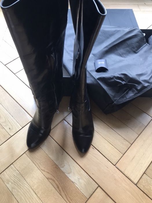 BOSS HUGO BOSS kozaki kozaczki buty na obcasie szpilce r. 37.5 skóra