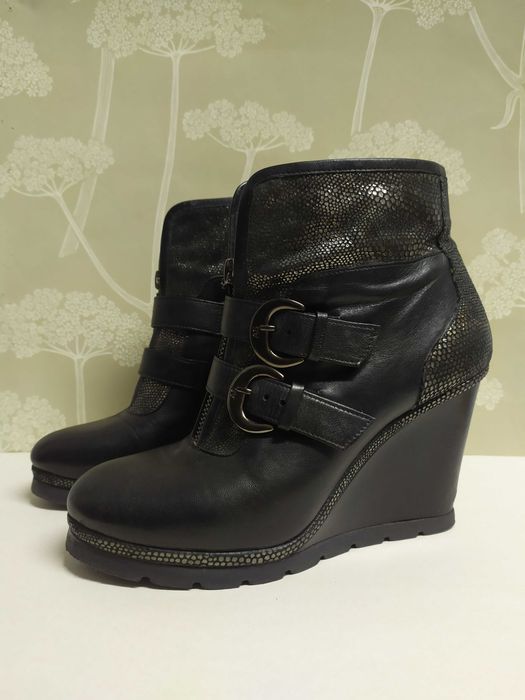 Botins cunha, couro/pele genuína, ana sousa,  tam. 37