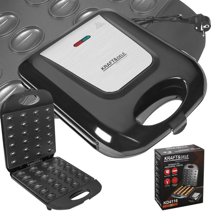 Opiekacz do Ciasteczek Orzeszków Duży 24 Sztuki 1400W Czarny Ciastek