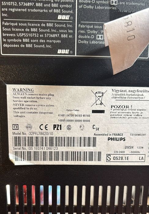 Podstawa noga stopa plus śruby Philips 32PFL7862D/10 (M2)
