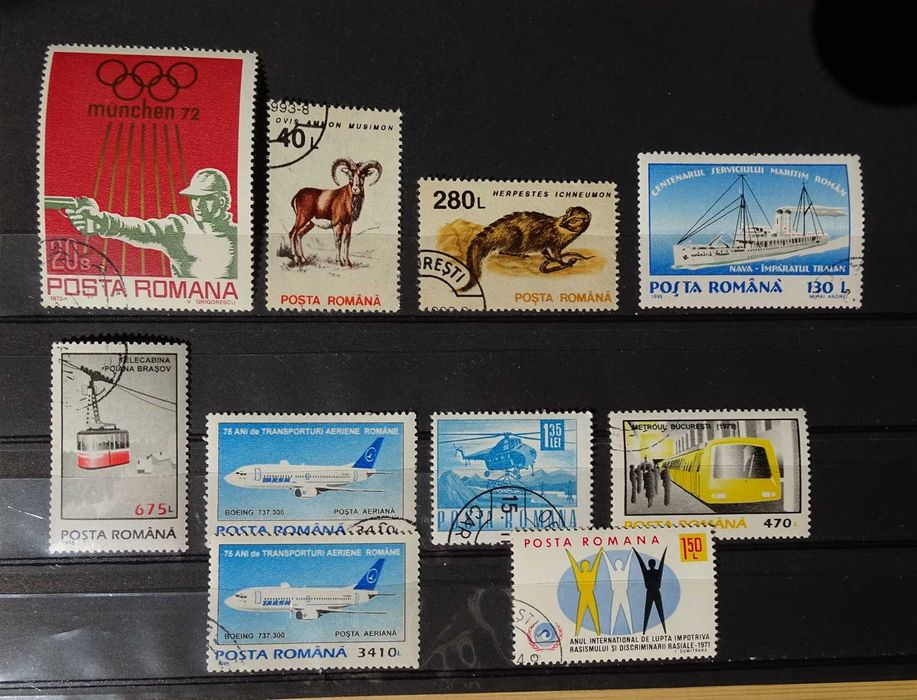 Zestaw znaczków Rumunia – transport sport fauna społeczne (44)