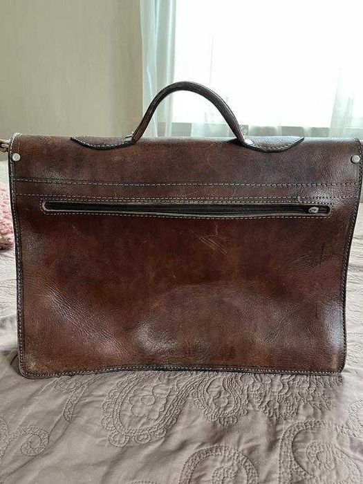 Коричневий шкіряний портфель для документів зі шкіри crazy horse