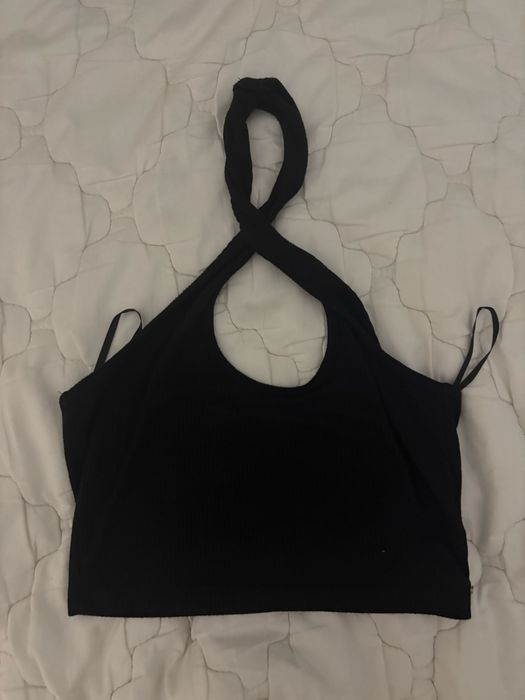 Czarny top z dekoltem xs