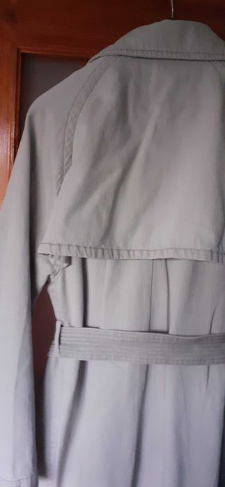 Długi jeansowy płaszcz trencz trenchcoat 42 XL