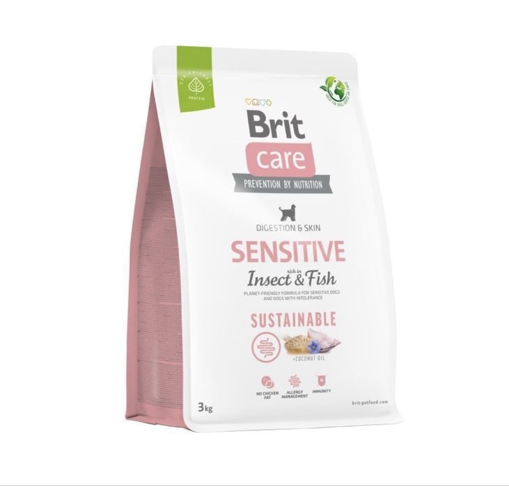 Cухий корм для собак Brit Care Sustainable Sensitive 1,6 кг - риба та комахи