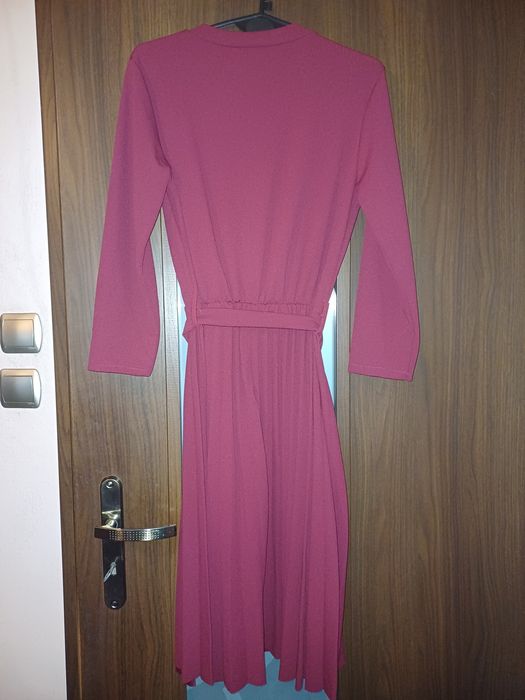 Sukienka solejka bordowa midi 38/40 (M/L) - Moda Włoska