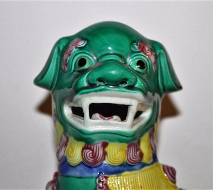 Dois caes de Foo enormes ( 38 cm) porcelana chinesa. Marcados e numerados