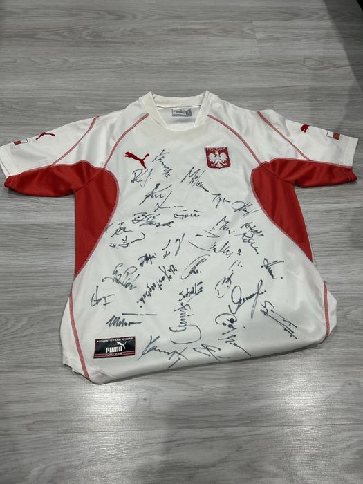 Koszulka Reprezentacji Polski 2002 z autografami – ok. 20 podpisów – kolekcjonerska