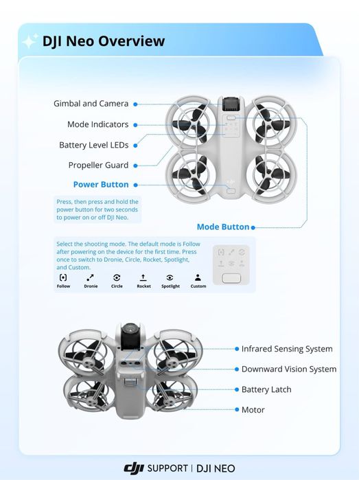 Drone DJI NEO - Drone + bateria (2 disponiveis) e 1 novo selado em caixa