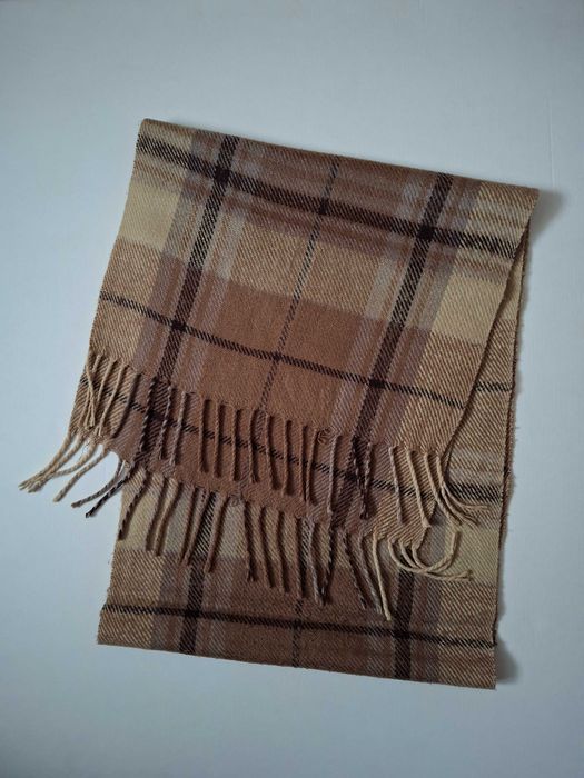 Szalik beżowo brązowy w kratkę