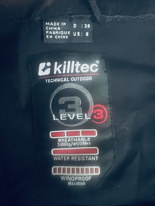 Killtec płaszcz Softshell czarny damski 36 S widoodporny