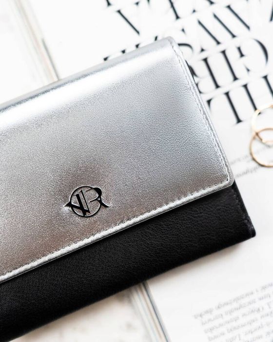 damski portfel ze skóry naturalnej na zatrzask - rovicky