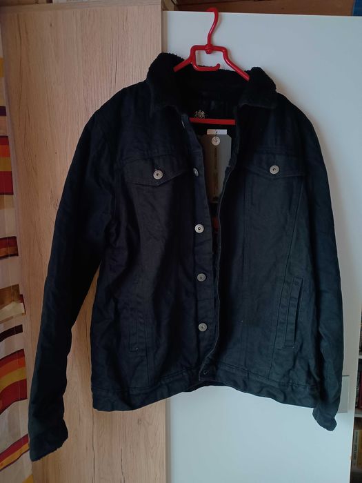 Kurtka jeansowa House XL sherpa z kożuszkiem pepitka