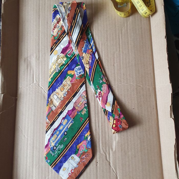 Krawat męski przyczepy kempingowe jedwab (k-2)  OK