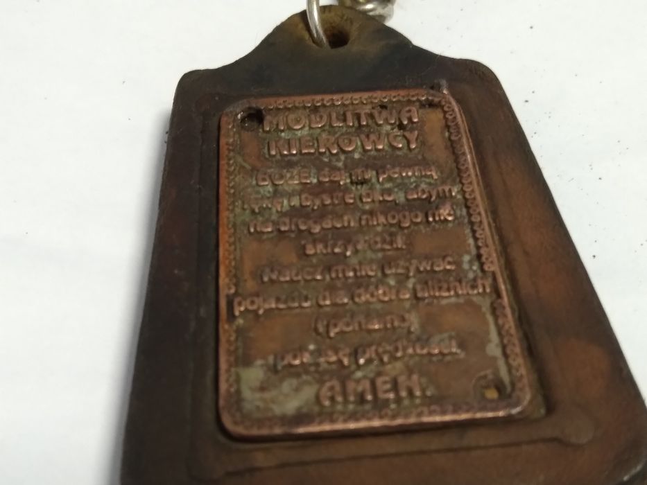 Brelok kierowcy Św. Krzysztof modlitwa Vintage