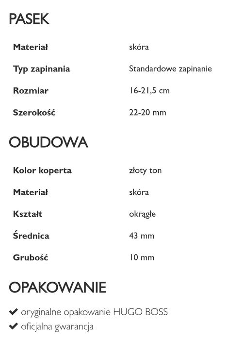 Zegarek Hugo Boss męski DAPPER skóra nowy