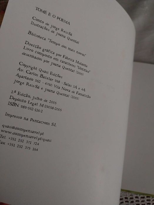 “Tomé e o Poema”, conto de Jorge Reis-Sá, infantil