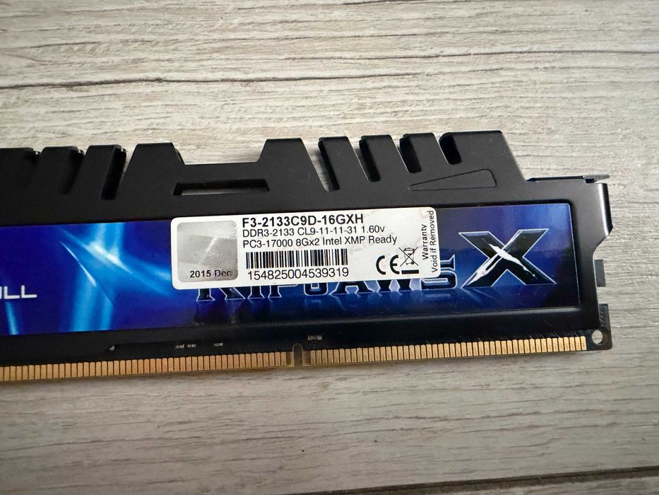 16 GB DDR3 (2x8GB Dual Channel) G Skill Rip Jaws X 2133 Mhz CL9