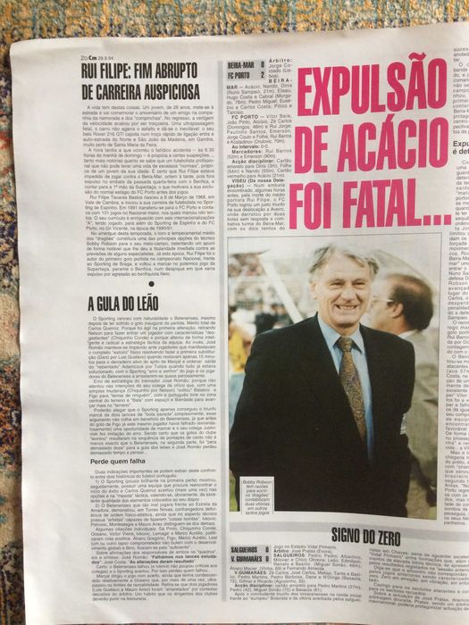 suplemento Correio Manhã desporto: 29 Agosto 1994