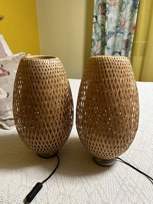 2 Candeeiros material natural 42 cm altura