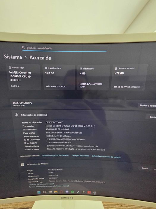 PC Gaming i3 10100F + Nvidia Geforce GTX 1650 Super 4GB + 16GB RAM DDR4 3200Mhz + Monitor Curvo Samsung de 32"