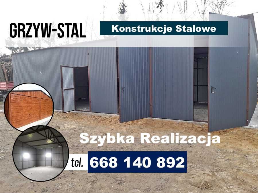 Duży Garaż Blaszany Grafit – Wiata – Hala – Magazyn  – GRZYWSTAL*