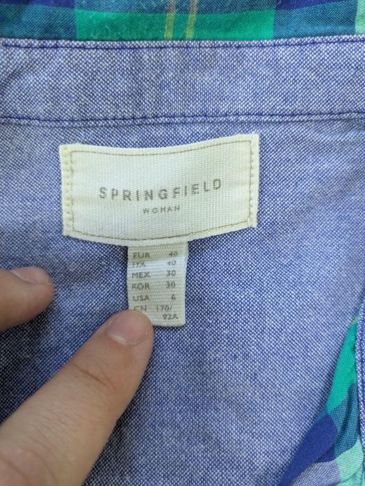 Camisa padrão Verde Azul Springfield, Algodão, Tamanho 40, Nova
T